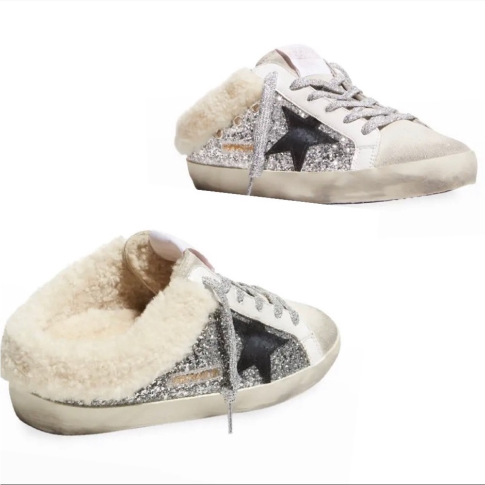 Golden Goose Private Edition Sabot Leather Glitter Star Sneakers. Sz 36
